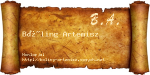 Báling Artemisz névjegykártya